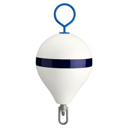 Polyform U.S. Mooring Buoy W/ Iron 13.5" Diameter White/Blue CM-2 WH-STR